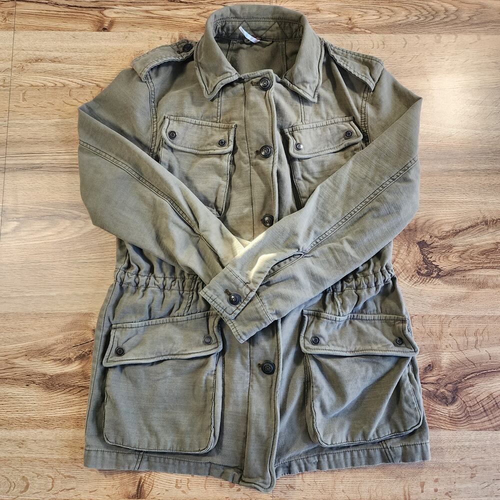Free People Military Jacket Womens Small Utility Button Front Pockets Casual